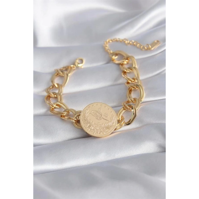 316L Çelik Gold Renk Reşat Altın Model Samanyolu Kadın Bileklik