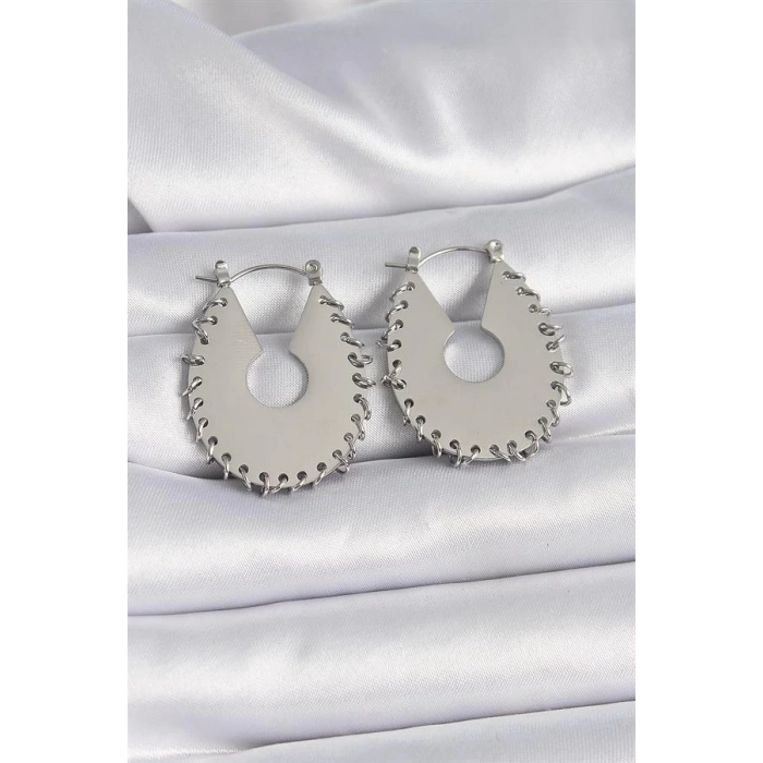 316L Çelik Gümüş Renk Kadın Küpe