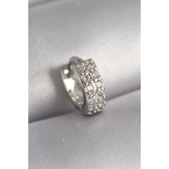 316L Çelik Gümüş Renk Zirkon Taşlı Tragus Piercing
