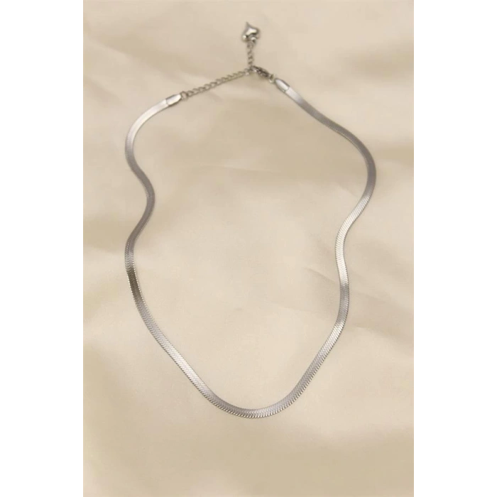 316L Çelik Silver Renk 45 cm İtalyan Zincir Model Kadın Kolye