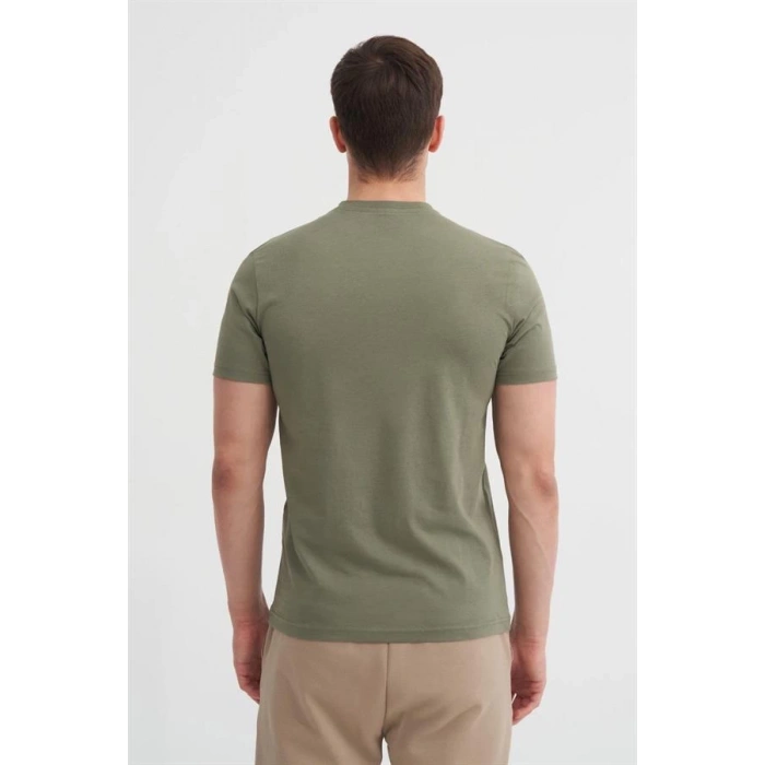 4624 Basıc V Yaka Erkek T-Shirt Haki