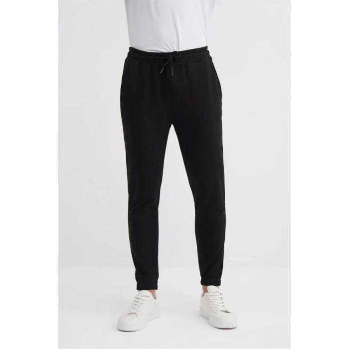 8041 2 İplik Lastik Paçalı Erkek Eşofman Altı Siyah