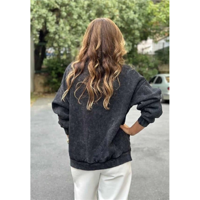Baskılı Oversıze Kadın Sweatshirt