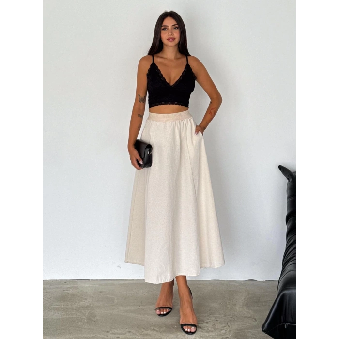 Beli Güpür Detaylı Şık Kadın Etek – Zarif ve Feminen Stil