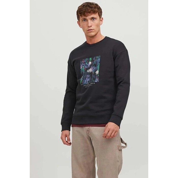 Bisiklet Yaka Baskılı Sweatshirt