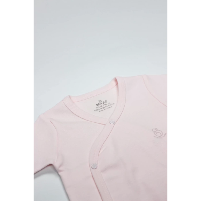 Bistyle Organik Natural Basic Style Kruvaze Uzun Kol Body Bs17102 Pembe