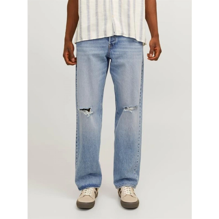 Boru Paça Yırtmaçlı %100 Pamuk Erkek Denim