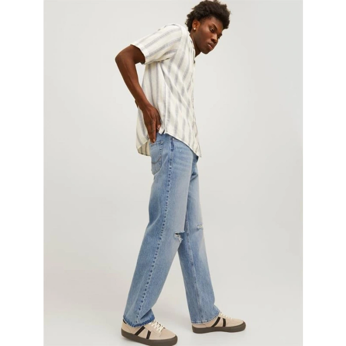 Boru Paça Yırtmaçlı %100 Pamuk Erkek Denim