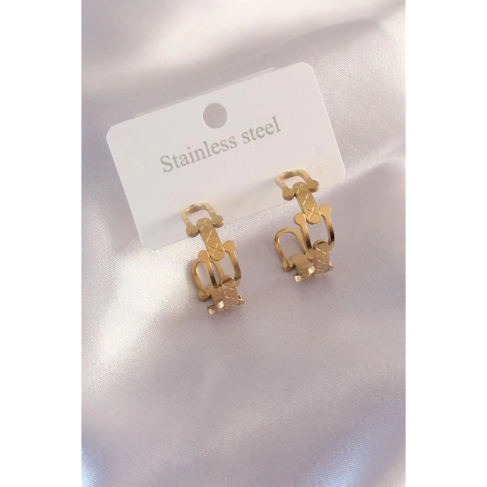 Çelik Gold Renk Tifanny Zincir Model Kadın Küpe