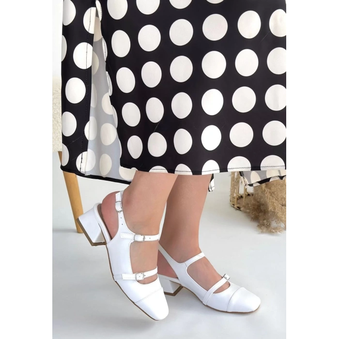Doran Beyaz Cilt Topuklu Ayakkabı