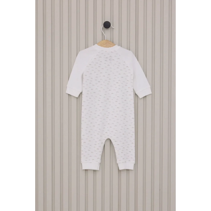 Erkek Bebek Uzun Kol Patiksiz Tulum  Krem