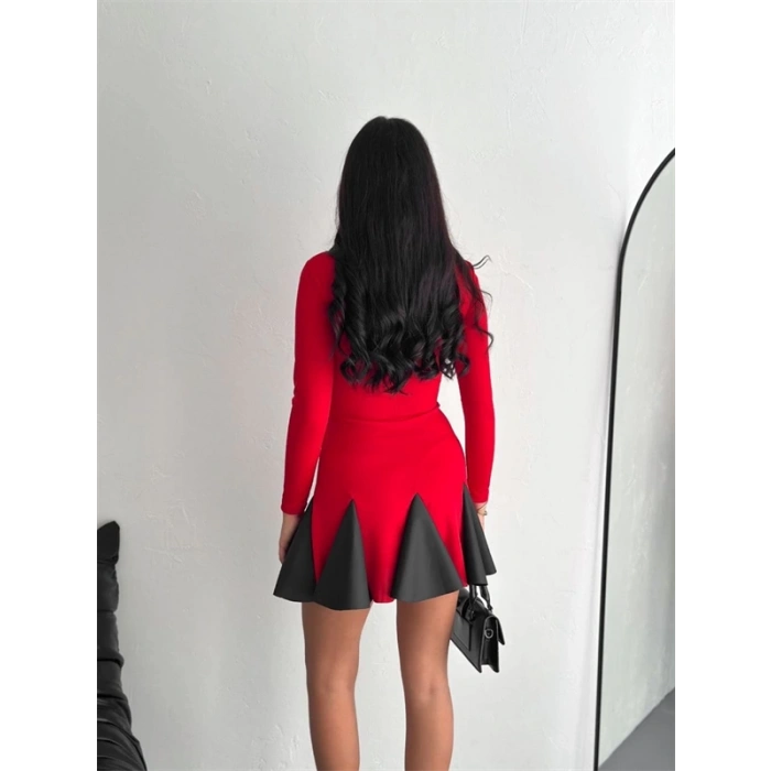 Eteği kloş crep mini elbise s1267