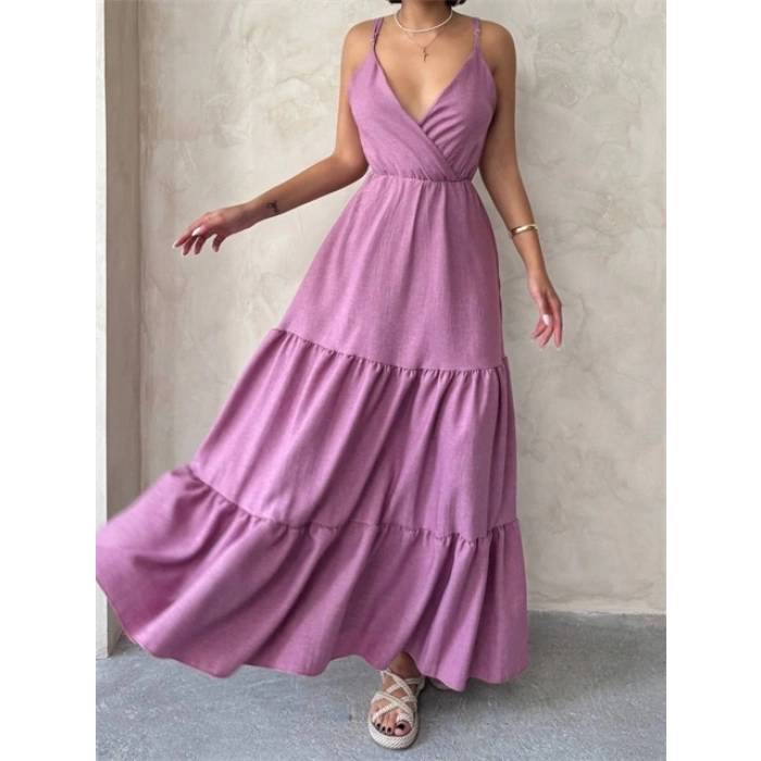 Fırfırlı katlı elbise s255049