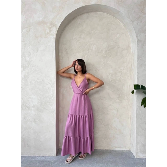 Fırfırlı katlı elbise s255049