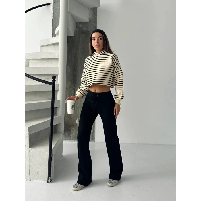 Fit comfort siyah salaş pantolon A6011