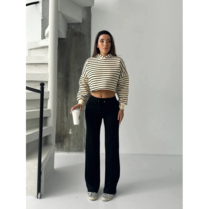 Fit comfort siyah salaş pantolon A6011