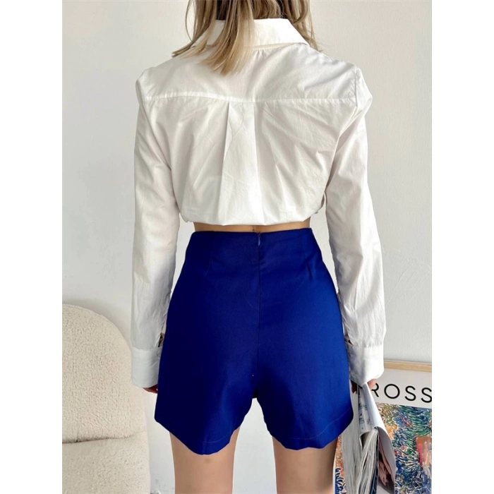 Gabardin fermuarlı şort etek S24906