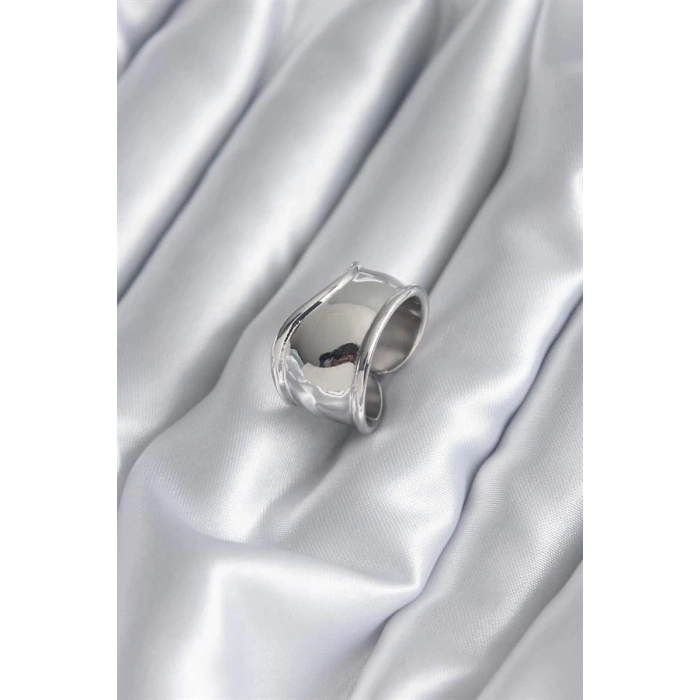 Gümüş Renk Plaka Kadın Yüzük