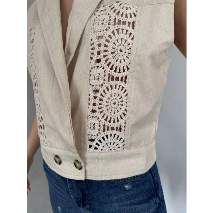 Güpür Detaylı Kadın Yelek