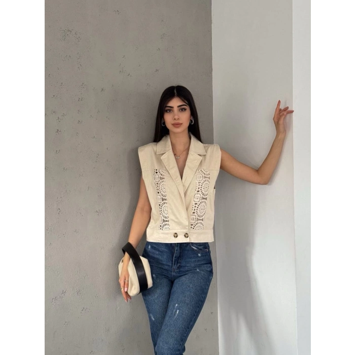 Güpür Detaylı Kadın Yelek