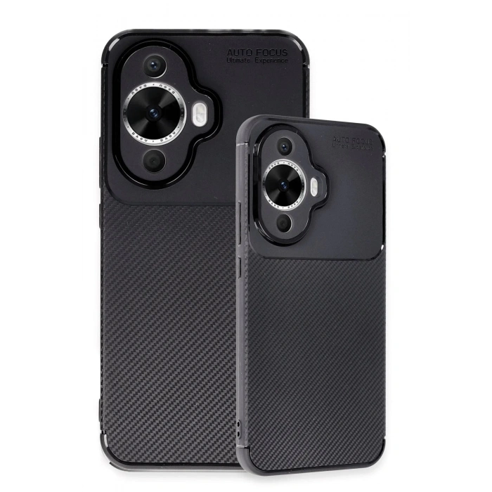Huawei Nova 12S Kılıf Auto Focus Karbon Kapak - Siyah