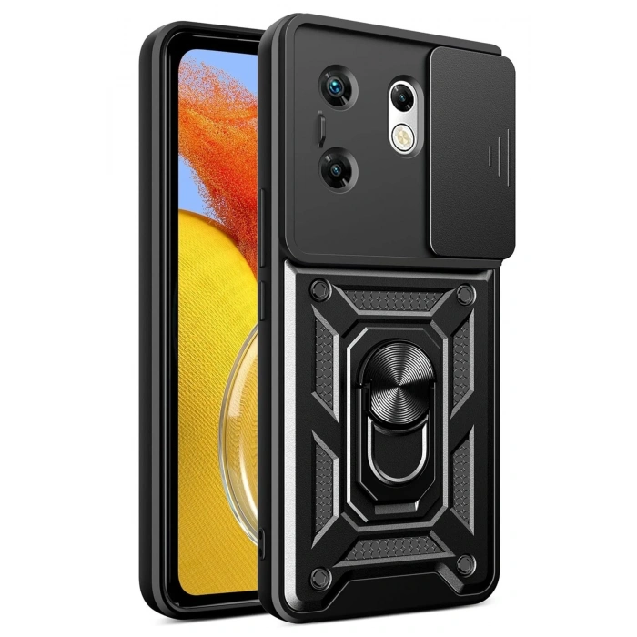 İnfinix Zero 30 4G Kılıf Pars Lens Yüzüklü Silikon - Siyah