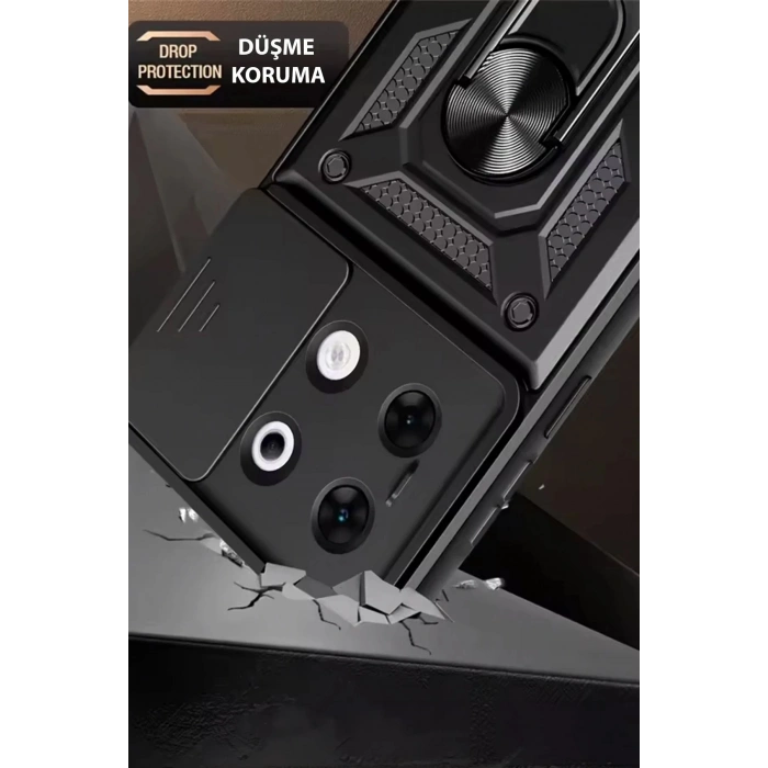 İnfinix Zero 30 5G Kılıf Pars Lens Yüzüklü Silikon - Yeşil