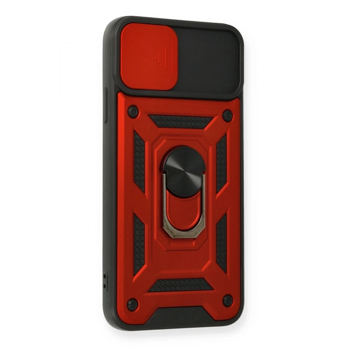 iPhone 11 Pro Kılıf Pars Lens Yüzüklü Silikon - Kırmızı