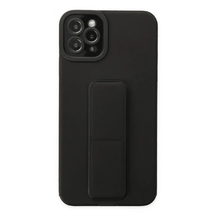 iPhone 11 Pro Max Kılıf Mega Standlı Silikon - Siyah