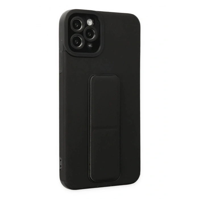 iPhone 11 Pro Max Kılıf Mega Standlı Silikon - Siyah