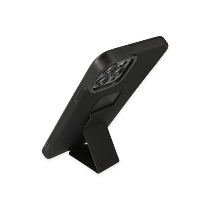 iPhone 11 Pro Max Kılıf Mega Standlı Silikon - Siyah