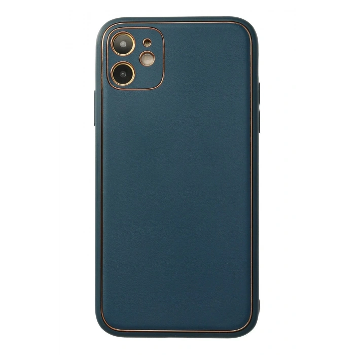 iPhone 12 Kılıf Coco Deri Silikon Kapak - Mavi