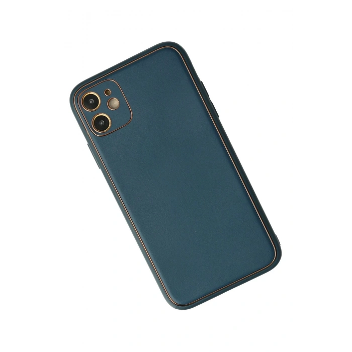 iPhone 12 Kılıf Coco Deri Silikon Kapak - Mavi