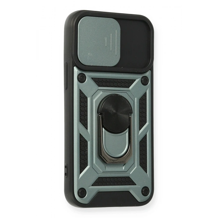 iPhone 12 Kılıf Pars Lens Yüzüklü Silikon - Yeşil