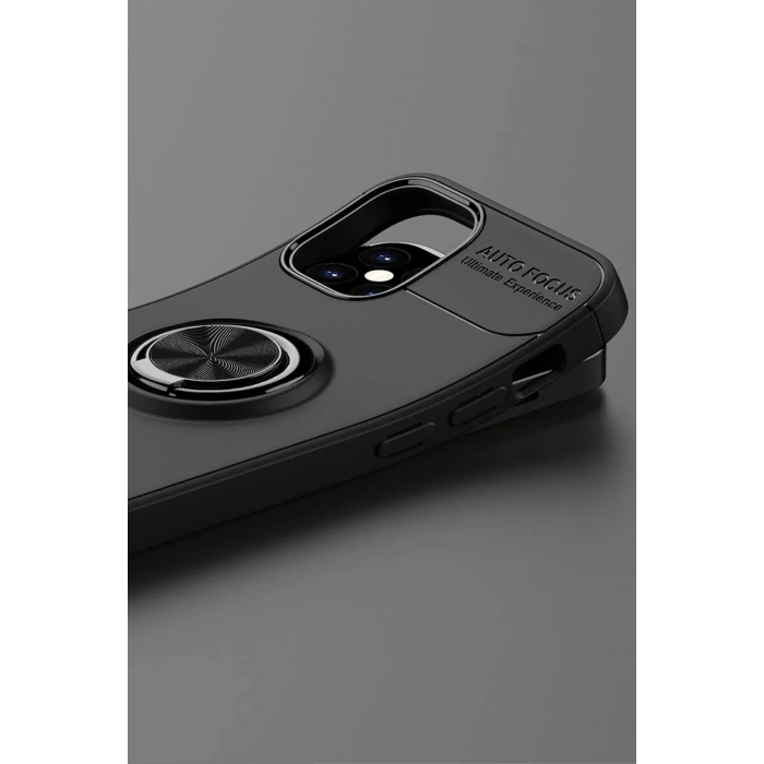 iPhone 12 Mini Kılıf Range Yüzüklü Silikon - Siyah
