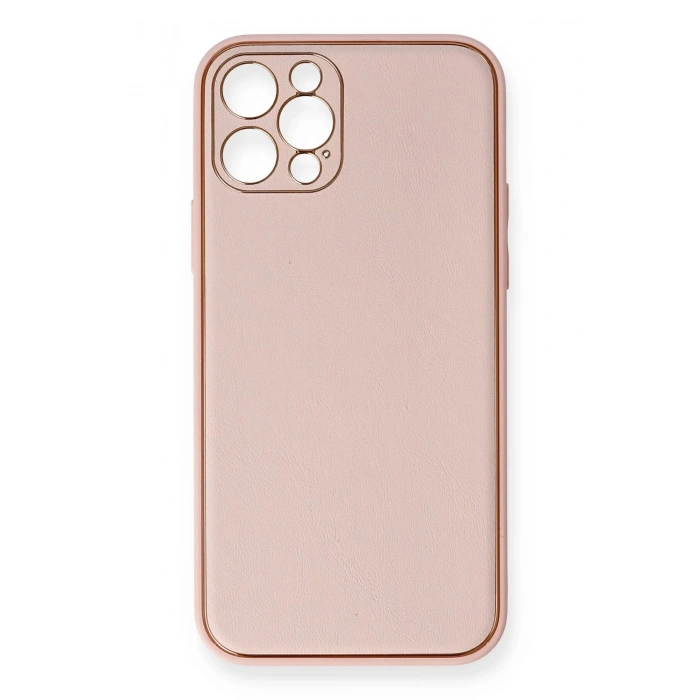 iPhone 12 Pro Kılıf Coco Deri Silikon Kapak - Pembe