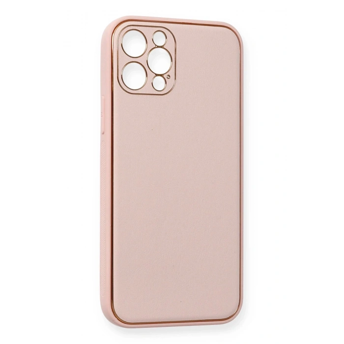 iPhone 12 Pro Kılıf Coco Deri Silikon Kapak - Pembe