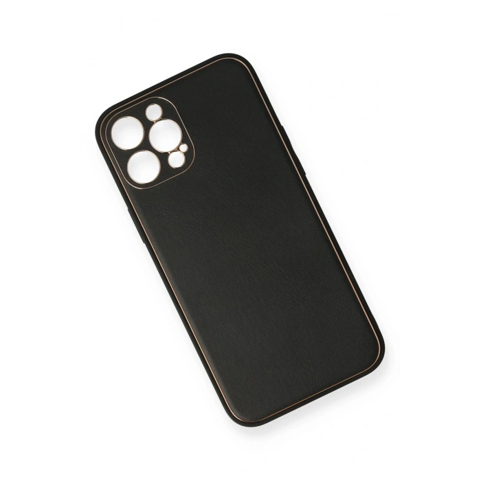 iPhone 12 Pro Kılıf Coco Deri Silikon Kapak - Siyah