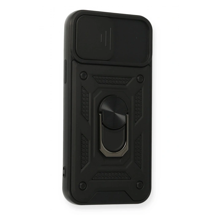 iPhone 12 Pro Kılıf Pars Lens Yüzüklü Silikon - Siyah