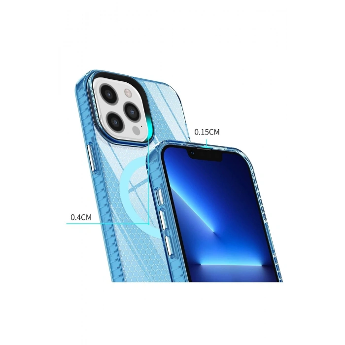 iPhone 12 Pro Max Kılıf Beta Magneticsafe Silikon - Mavi