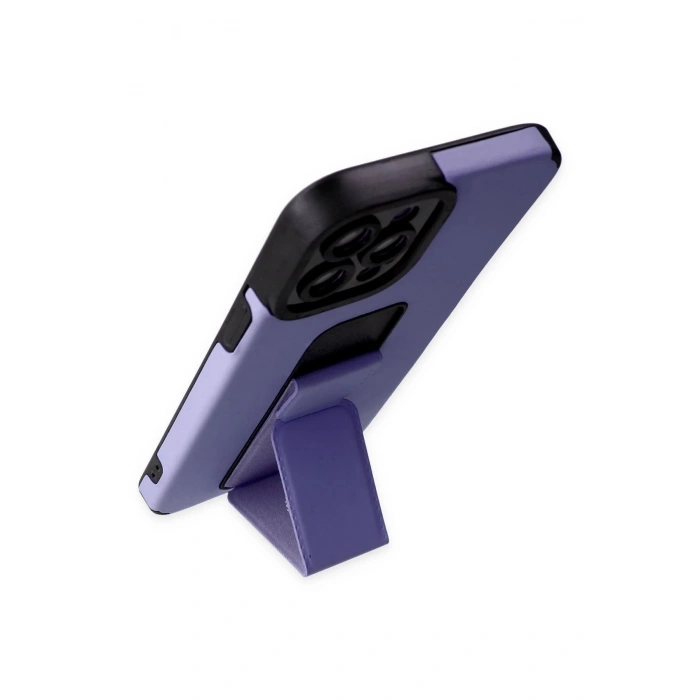 iPhone 12 Pro Max Kılıf Mega Standlı Silikon - Lila