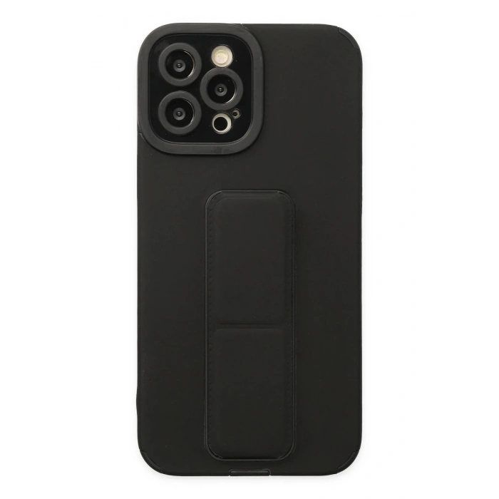 iPhone 12 Pro Max Kılıf Mega Standlı Silikon - Siyah
