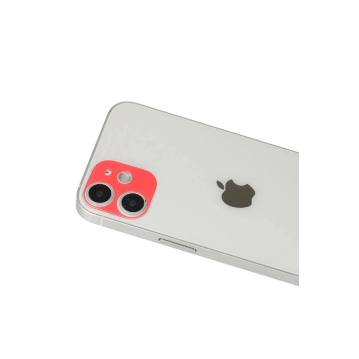 iPhone 12 Rainbow Kamera Lens Koruma Cam - Kırmızı