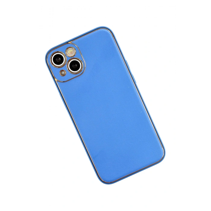 iPhone 13 Kılıf Coco Deri Silikon Kapak - Açık Mavi
