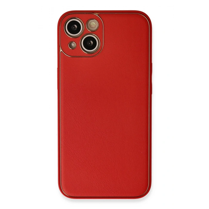 iPhone 13 Kılıf Coco Deri Silikon Kapak - Kırmızı