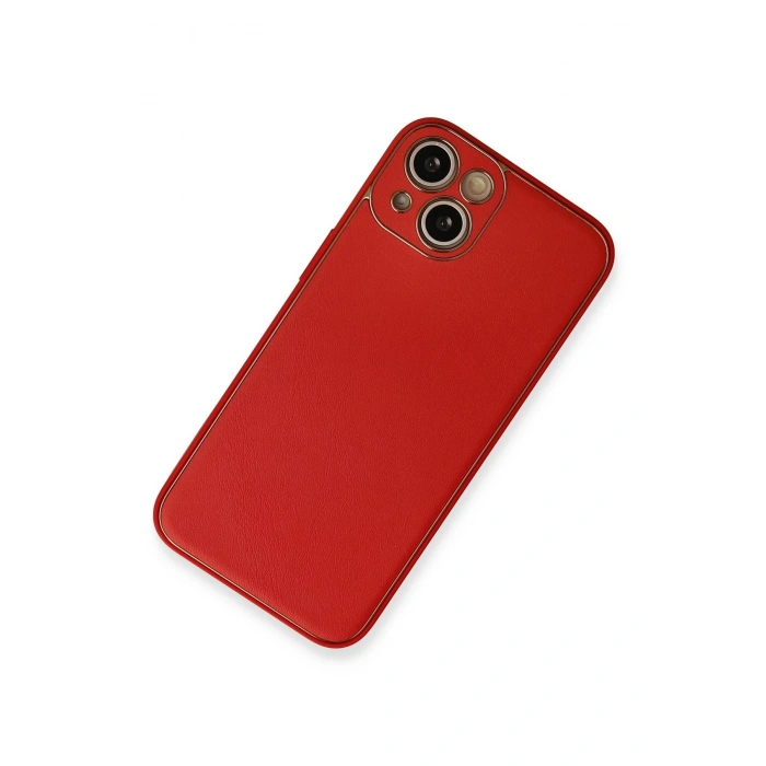 iPhone 13 Kılıf Coco Deri Silikon Kapak - Kırmızı