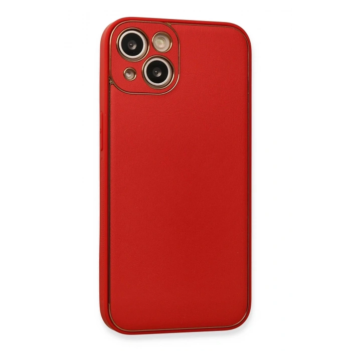 iPhone 13 Kılıf Coco Deri Silikon Kapak - Kırmızı