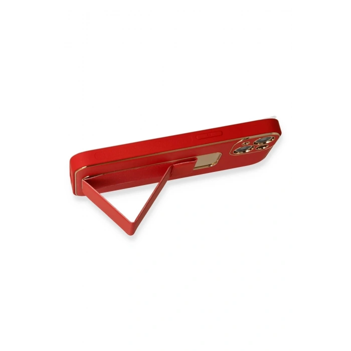 iPhone 13 Kılıf Coco Deri Standlı Kapak - Kırmızı