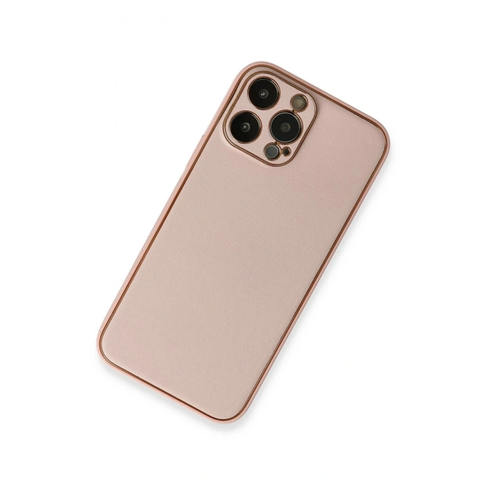 iPhone 13 Pro Kılıf Coco Deri Silikon Kapak - Pembe