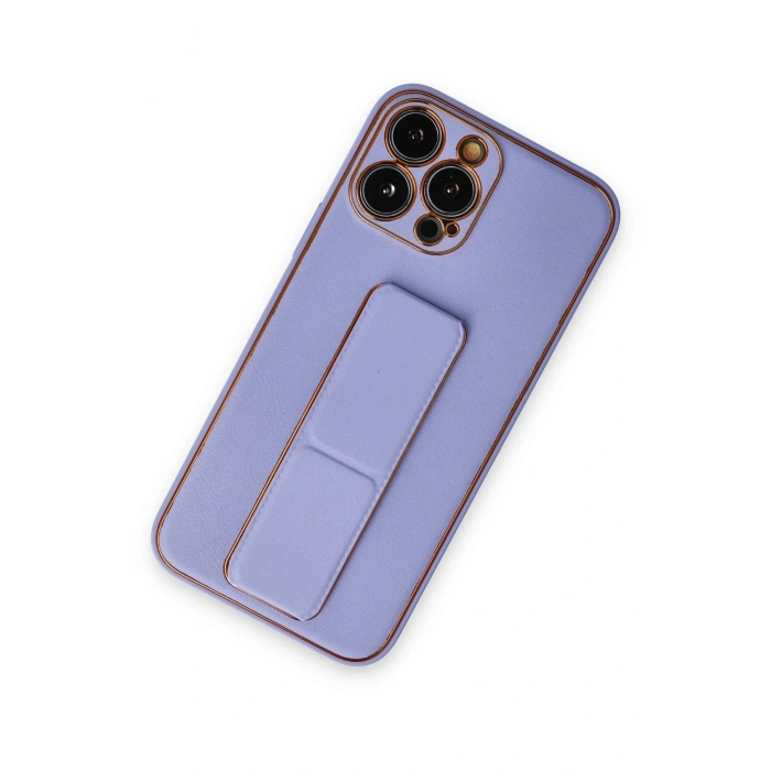 iPhone 13 Pro Kılıf Coco Deri Standlı Kapak - Koyu Lila